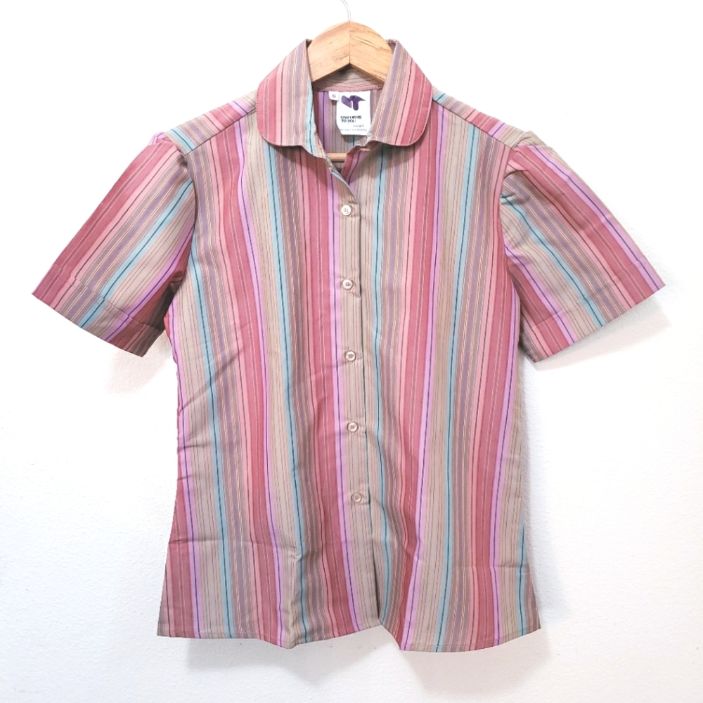 Vtg 70s Candy Striper Vibes Retro Uniform Shirt S/M/L
